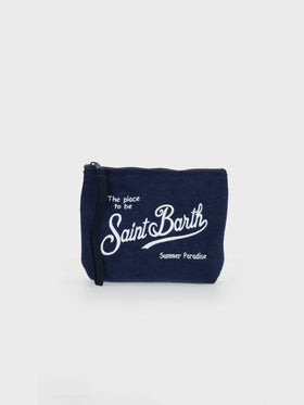 Aline navy  blue embossed terry pochette