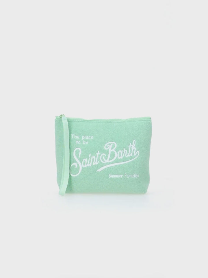 Salbeigrüne Frottee-Pochette Aline