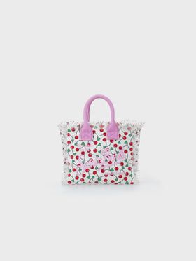 Borsa Mini Vanity in tela di cotone color ciliegia