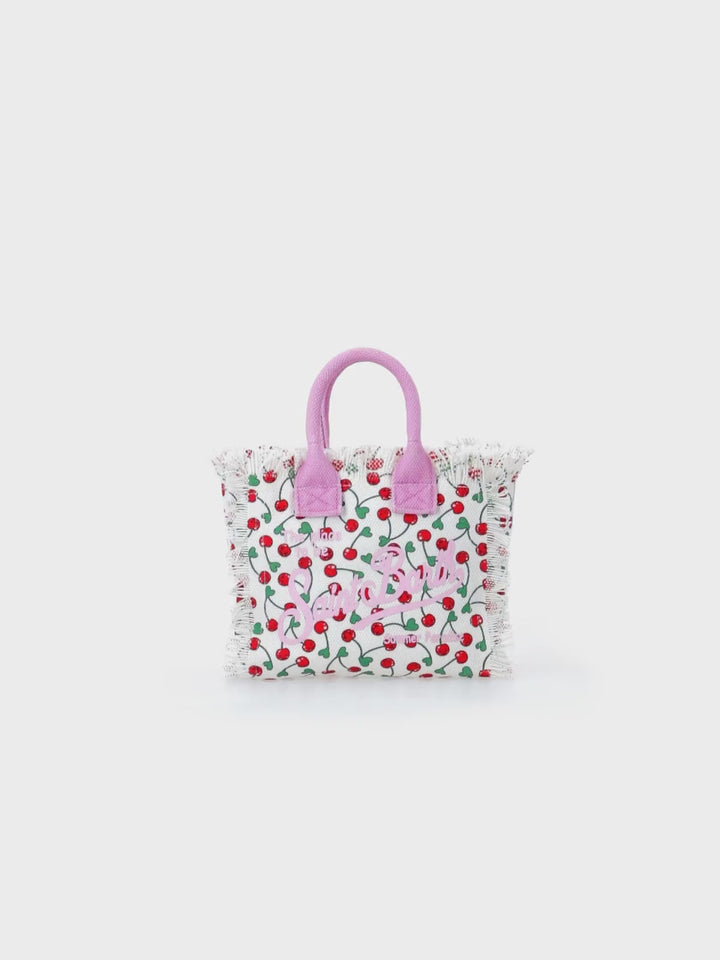 Mini-Kosmetiktasche aus kirschfarbenem Baumwollcanvas