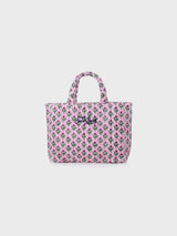 Gesteppte Soft Tote Mid Bag mit rosa Blumenmuster