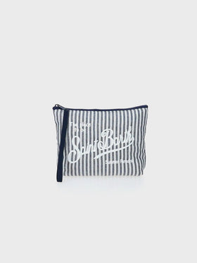 Aline Soft cotton linen pochette with striped print