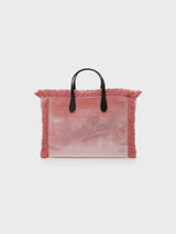 Borsa Colette in velluto rosa con logo in strass