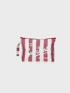 Aline Soft L cotton linen pochette with striped print