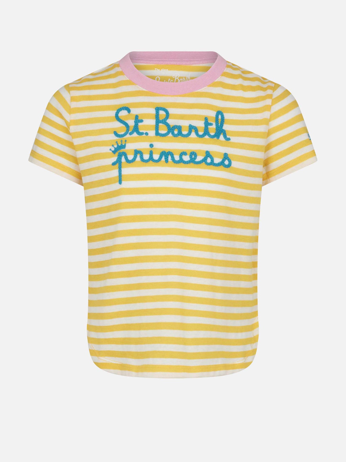 Girl striped t-shirt with St. Barth Princess embroidery - MC2 Saint Barth