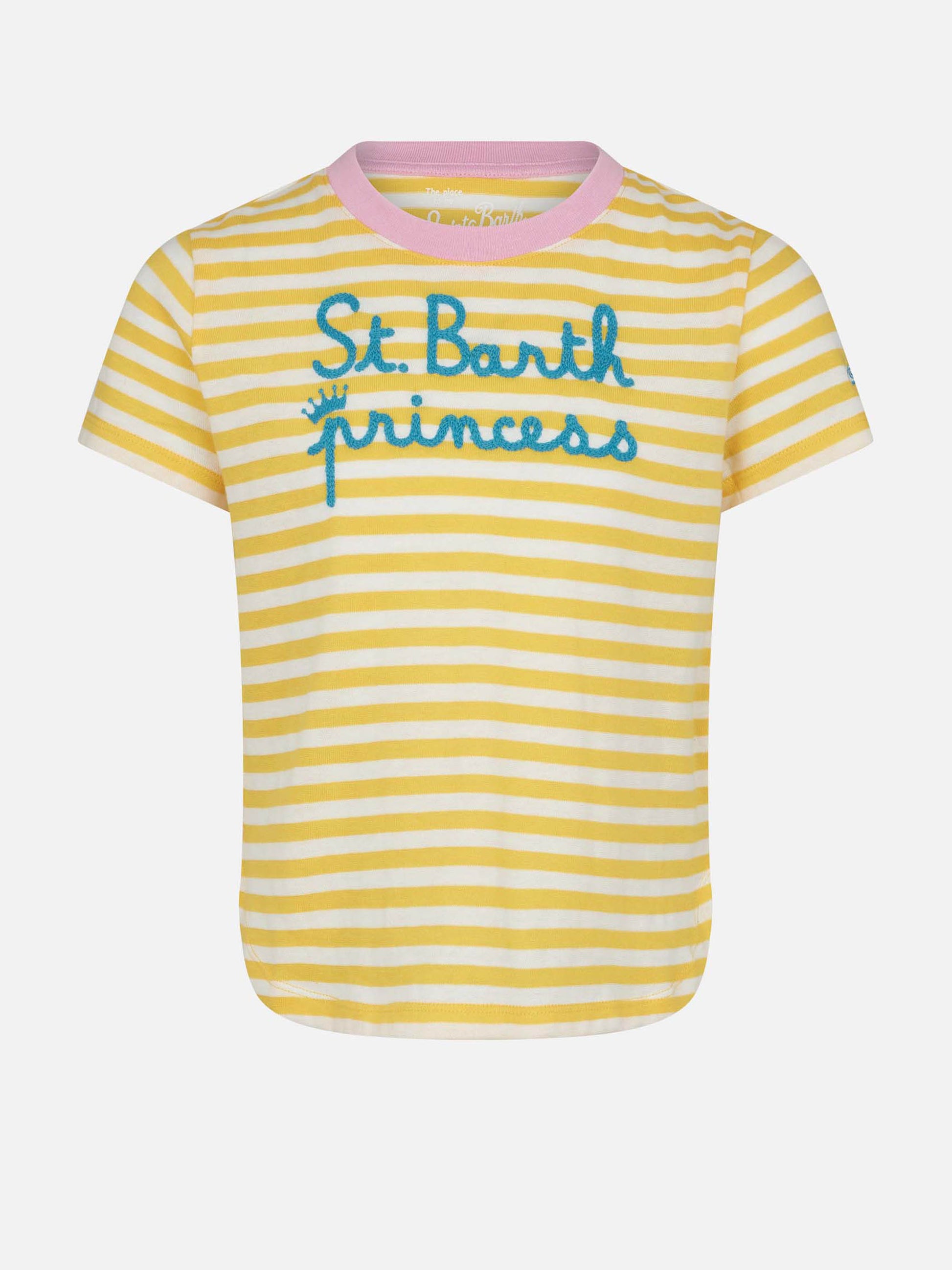Girl striped t-shirt with St. Barth Princess embroidery - MC2 Saint Barth