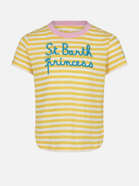 Girl striped t-shirt with St. Barth Princess embroidery - MC2 Saint Barth