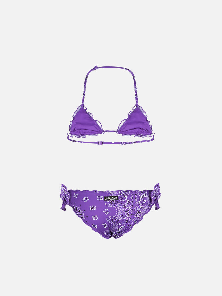 Bikini da bambina a triangolo con stampa bandana