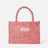 Colette pink raffia handbag with Saint Barth embroidery