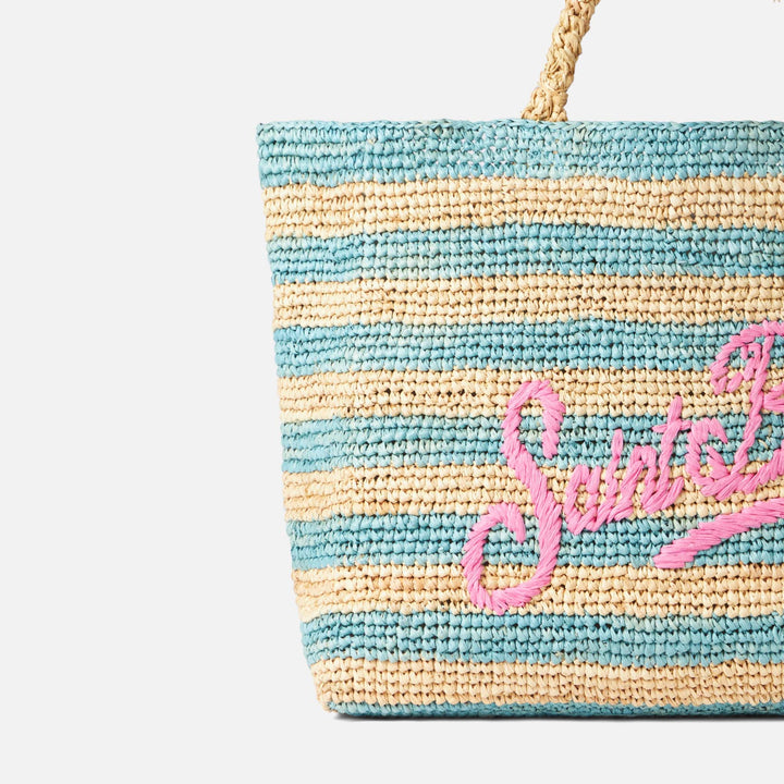 Raffia-Ferdie-Tasche mit Saint-Barth-Stickerei