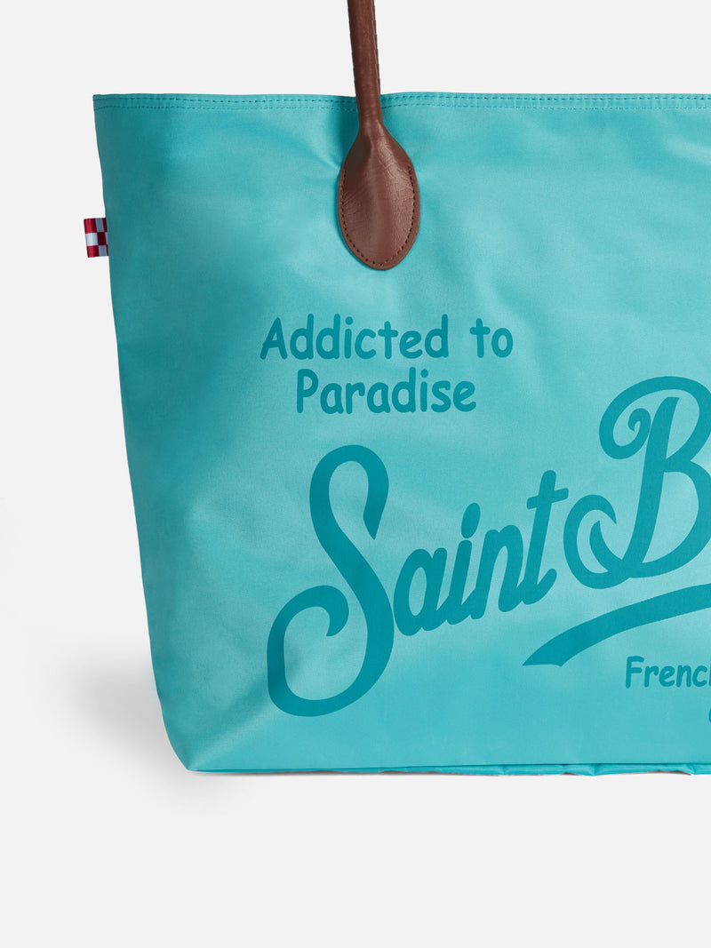 Foldable bag in technic fabric with Saint Barth print