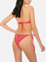 Red woman halter top bikini