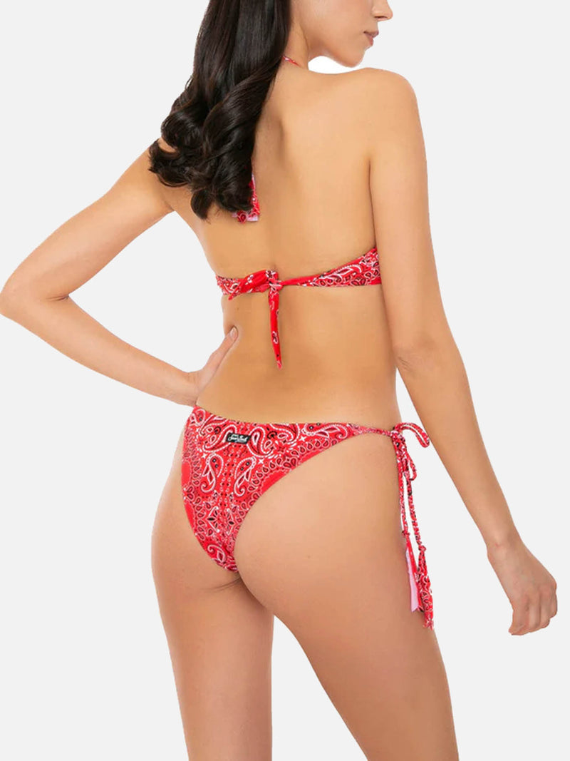 Bikini da donna rosso con top all'americana