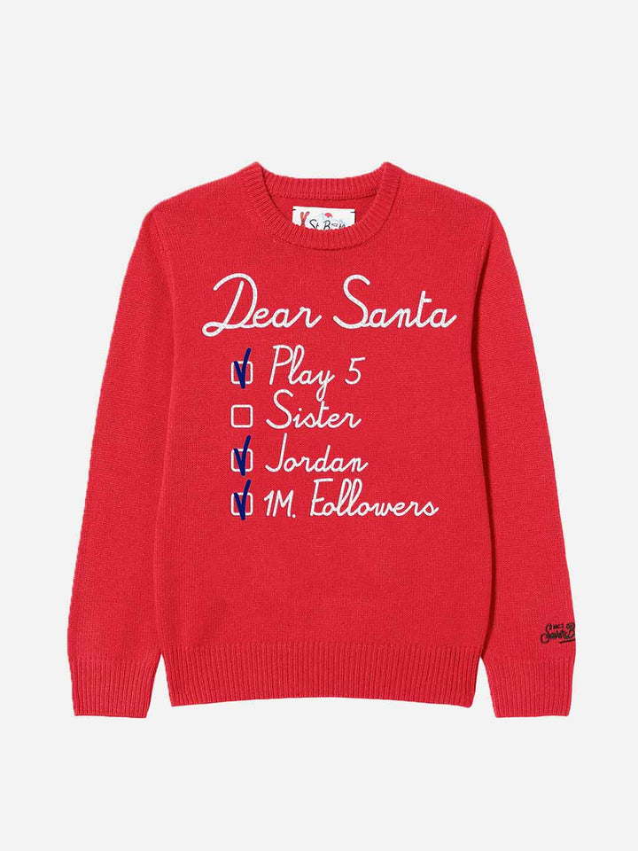 Boy crewneck sweater with embroidered Santa Claus letter