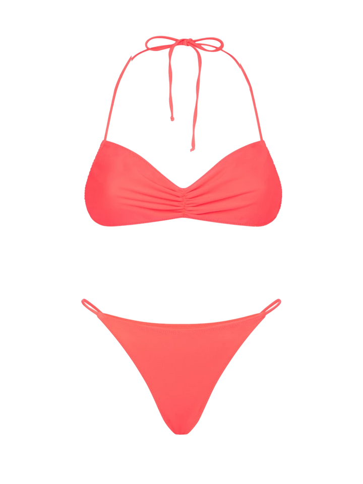 Bikini da donna a fascia rosso fluo