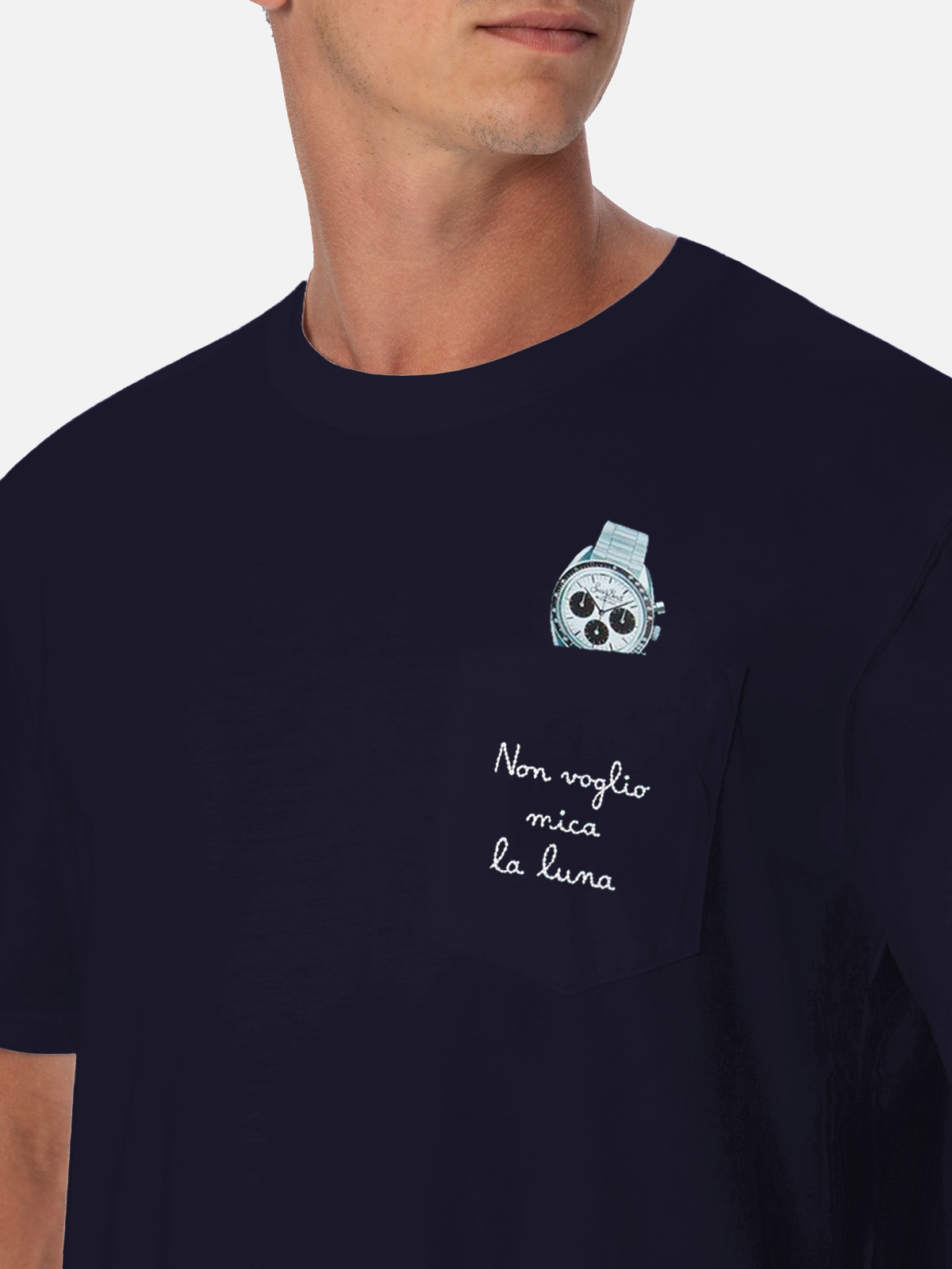 Tshirt in cotone Austin con ricamo e stampa orologio