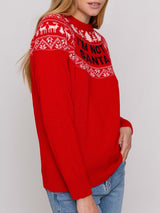 Roter Damenpullover mit Rundhalsausschnitt und „I'm not Santa“-Aufdruck