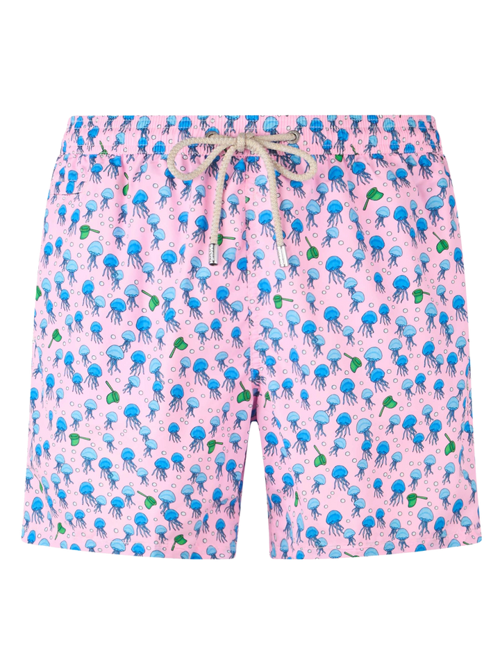 Man lightweight fabric swim-shorts Lighting Micro Fantasy with jellyfishes print