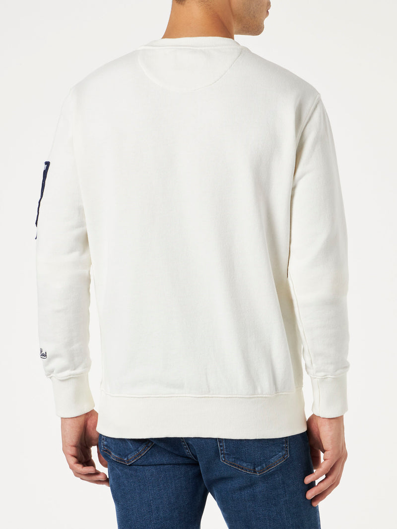 Weißes Herren-Sweatshirt mit marineblauem St. Barth-Aufdruck