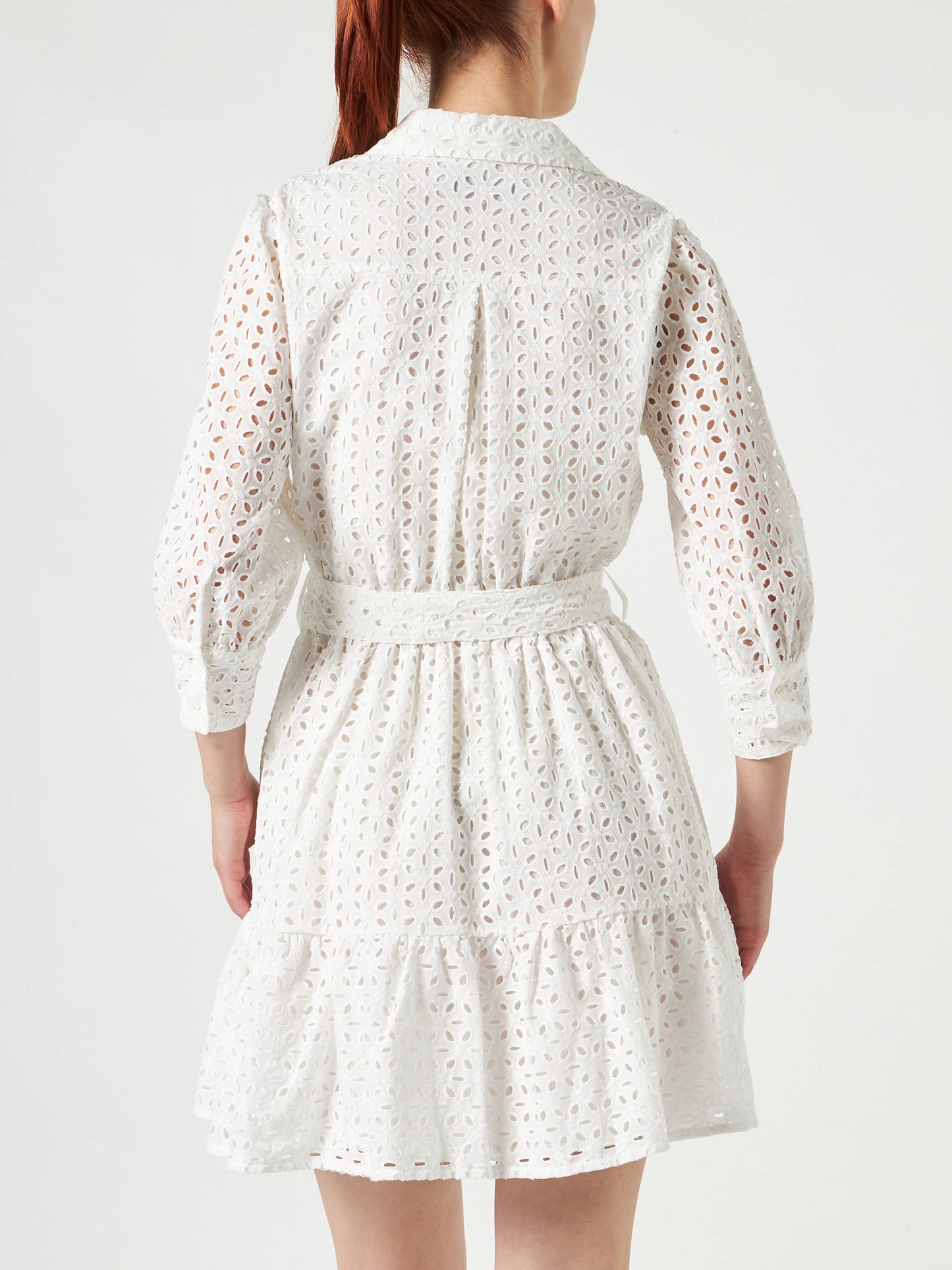 White cotton short dress Daisi with embroideries