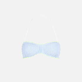 Damen-Bandeau-Top aus Seersucker mit Streifendruck