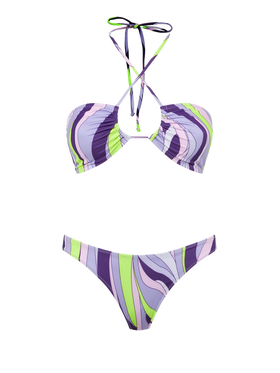 Woman bandeau bikini with shape wave print
