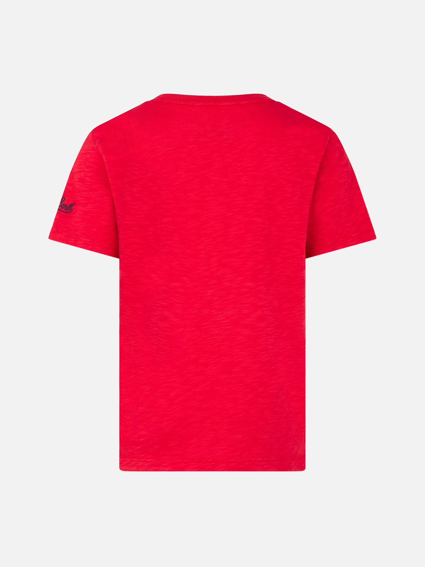 T-shirt da bambino rossa  stampa shark rider St Barth