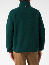 Man green sherpa jacket with check patch pockets