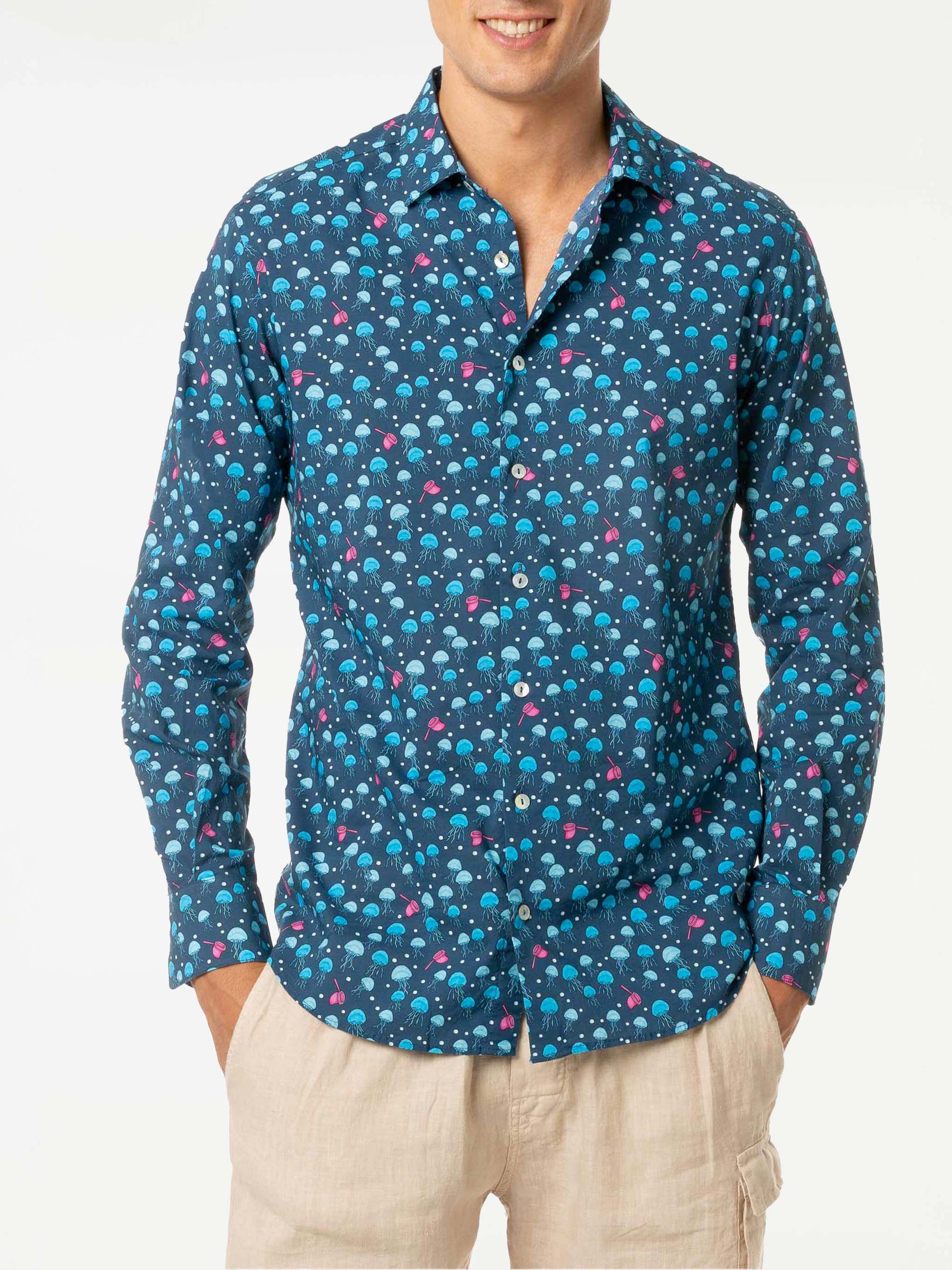 jellyfish dress shirt Skull Jellyfish Button-up Shirt: Goth Dark Art Novelty Clothing