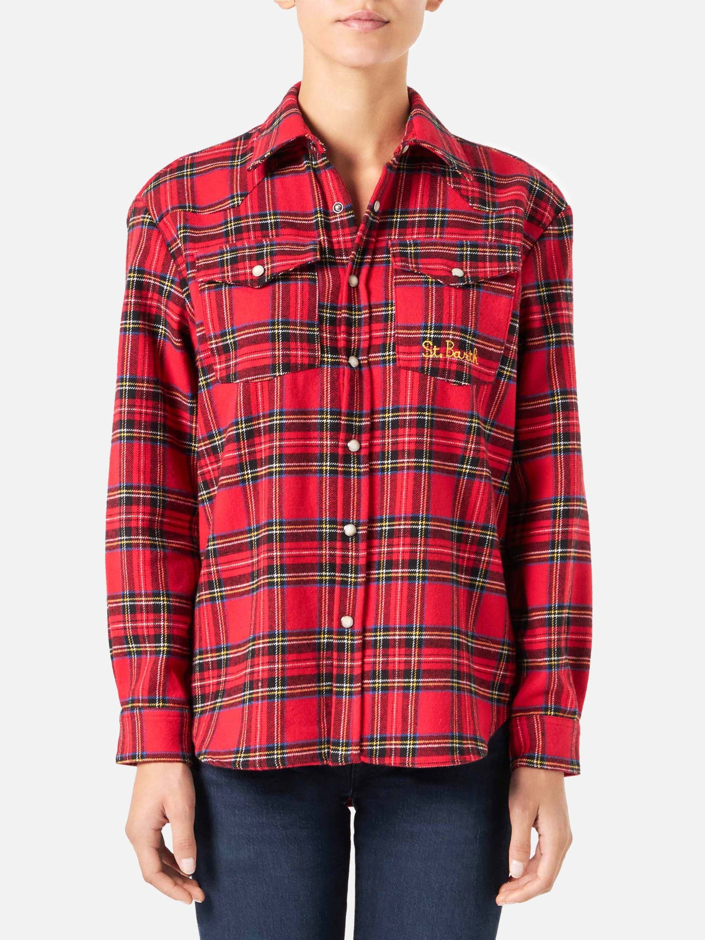 Woman long sleeves flannel shirt