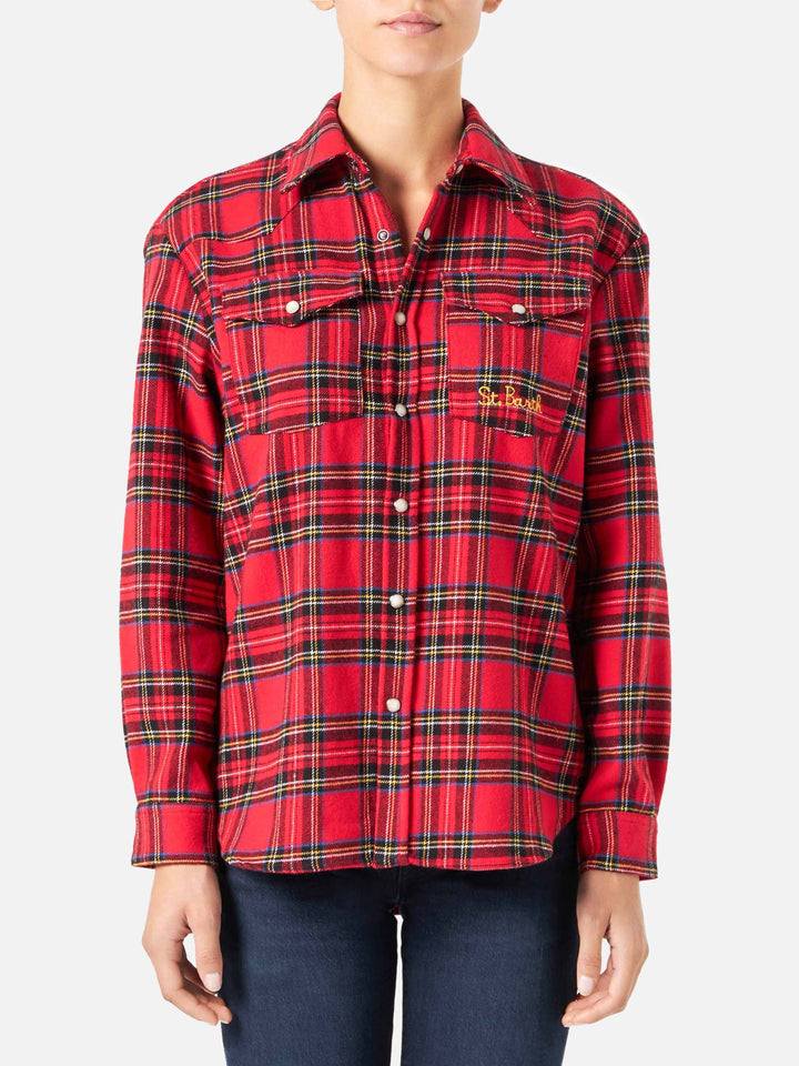 Woman long sleeves flannel shirt