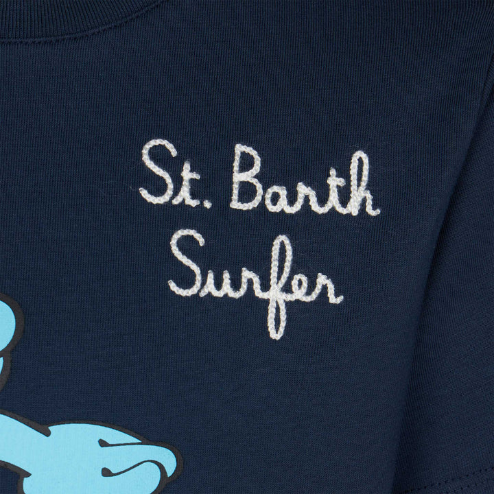 Boy cotton t-shirt with St. Barth Surfer Smurf | ©PEYO SPECIAL EDITION