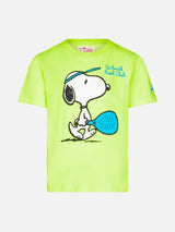 Boy fluo yellow cotton t-shirt with Snoopy Padel print | SNOOPY - PEANUTS™ SPECIAL EDITION