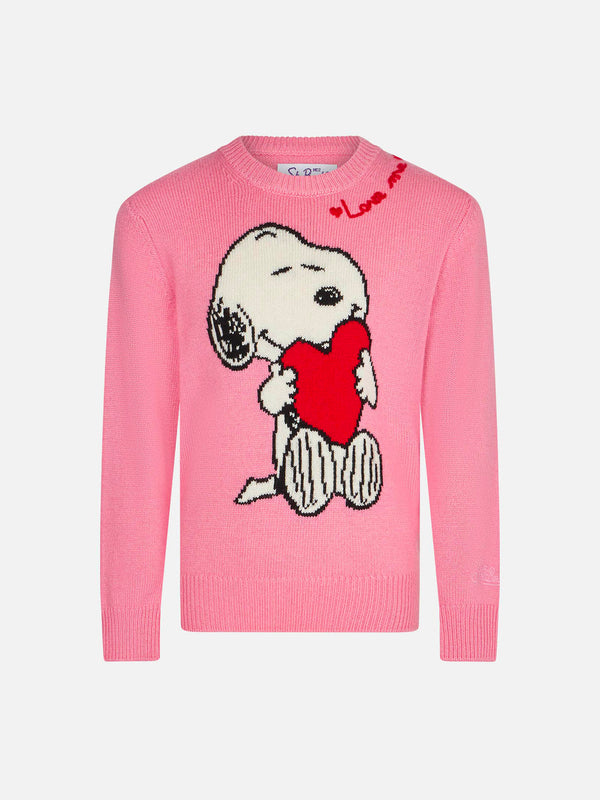 Mädchenpullover mit Snoopy-Print und „Love me“-Stickerei | Peanuts™ Sonderausgabe