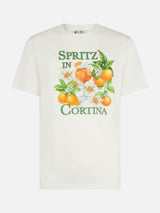 T-shirt da uomo in cotone pesante con stampa Spritz in Cortina