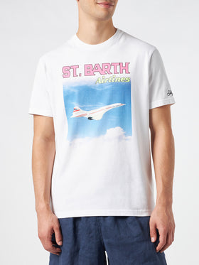 T-shirt da uomo in cotone con stampa St.Barth airlines