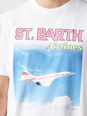T-shirt da uomo in cotone con stampa St.Barth airlines