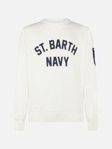 Weißes Herren-Sweatshirt mit marineblauem St. Barth-Aufdruck