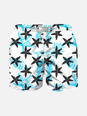 Boy swim shorts with flocked starfish print - MC2 Saint Barth