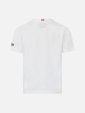 T-shirt da bambino in cotone con stampa auto