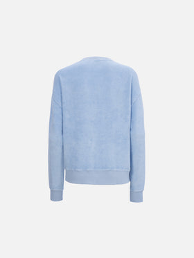 Hellblaues Stardust-Sweatshirt aus Frottee für Damen