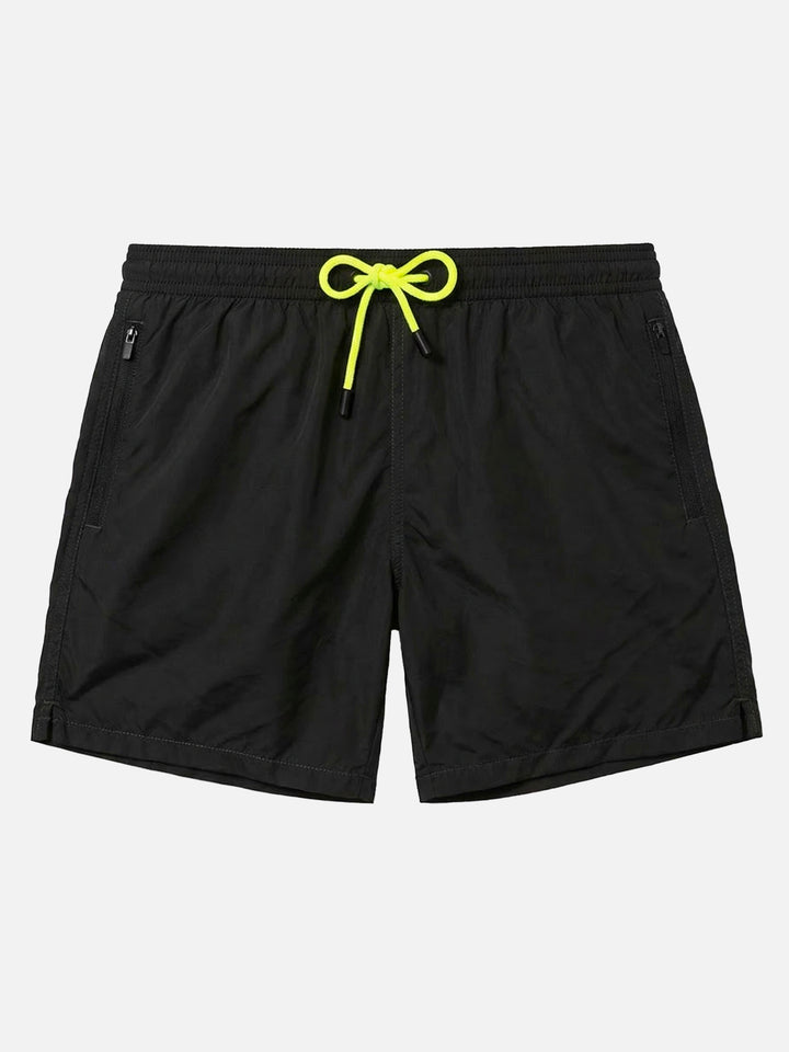 Man black zipped swim shorts