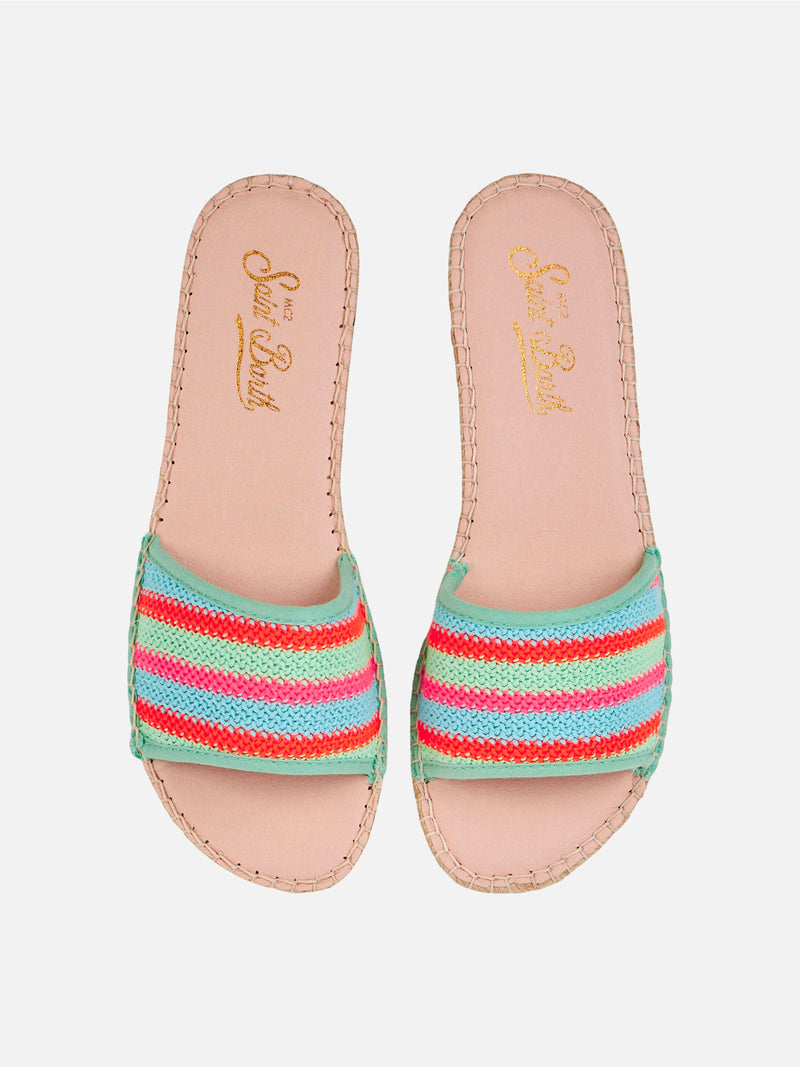 Woman espadrillas with crochet stripes