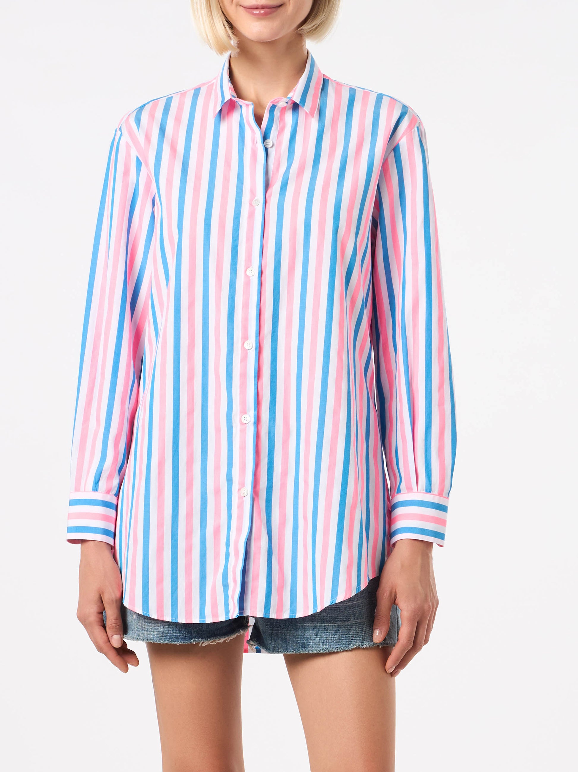 Striped cotton shirt with Dreaming St. Barth embroidery - MC2 Saint Barth