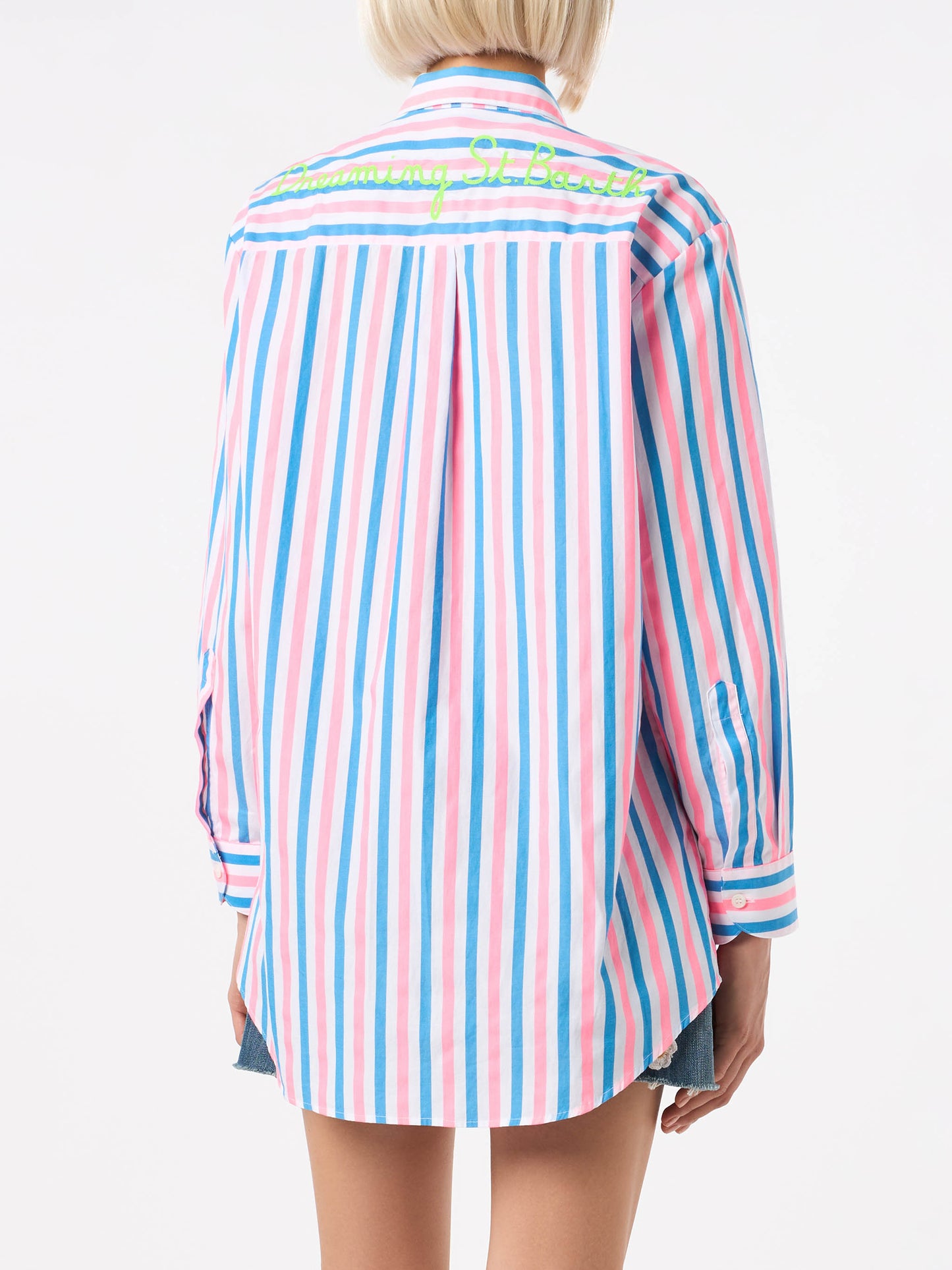 Striped cotton shirt with Dreaming St. Barth embroidery - MC2 Saint Barth