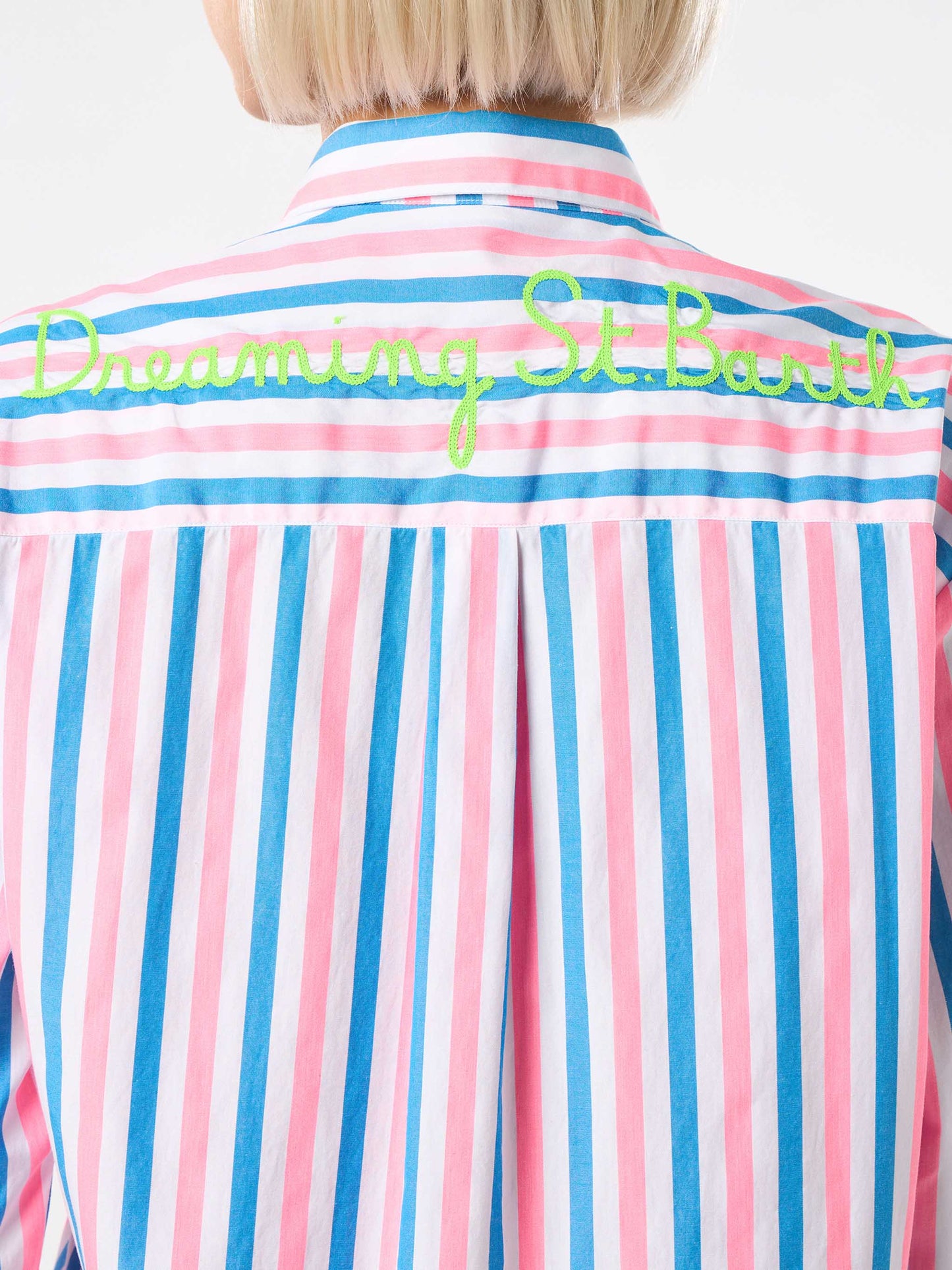 Striped cotton shirt with Dreaming St. Barth embroidery - MC2 Saint Barth