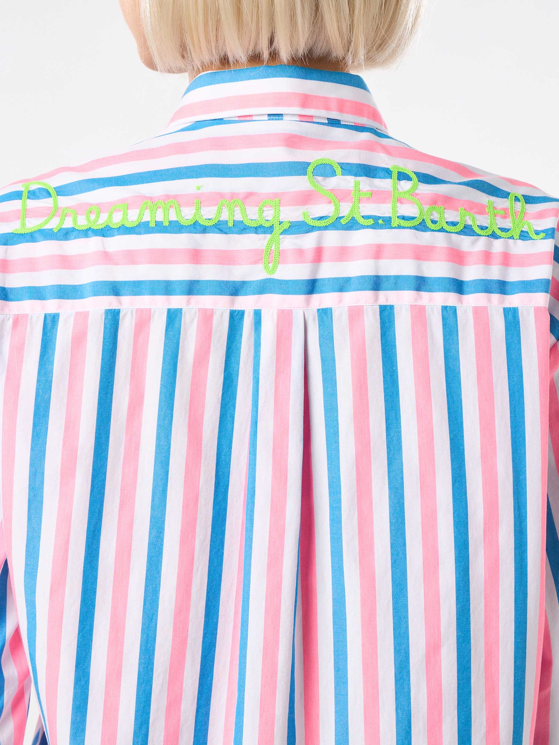 Striped cotton shirt with Dreaming St. Barth embroidery - MC2 Saint Barth