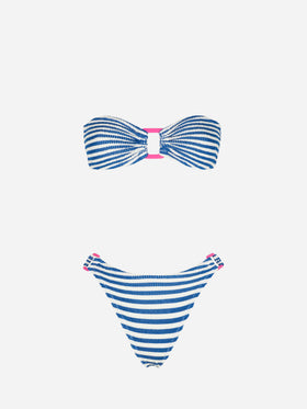 Bikini bandeau froissé pour femme 