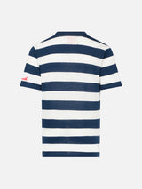 Boy blue striped t-shirt with St. Barth embroidery