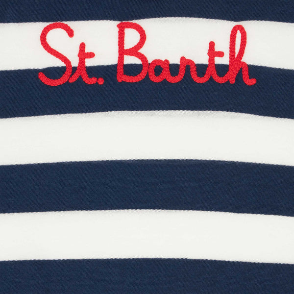 Boy blue striped t-shirt with St. Barth embroidery